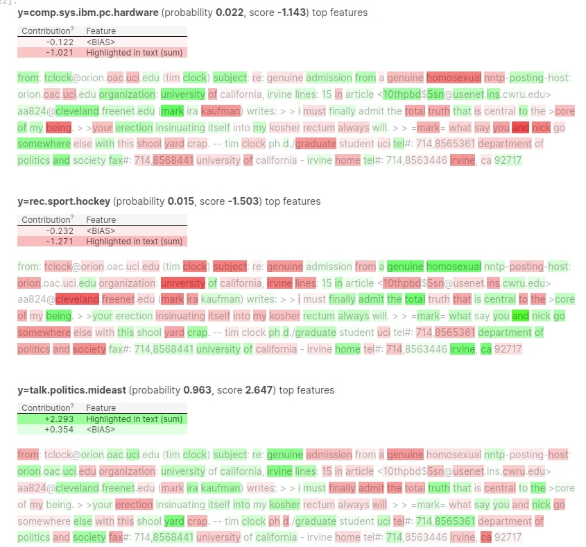 Eli5.lime: Explain Flax (JAX) Text Classifier Predictions Using LIME