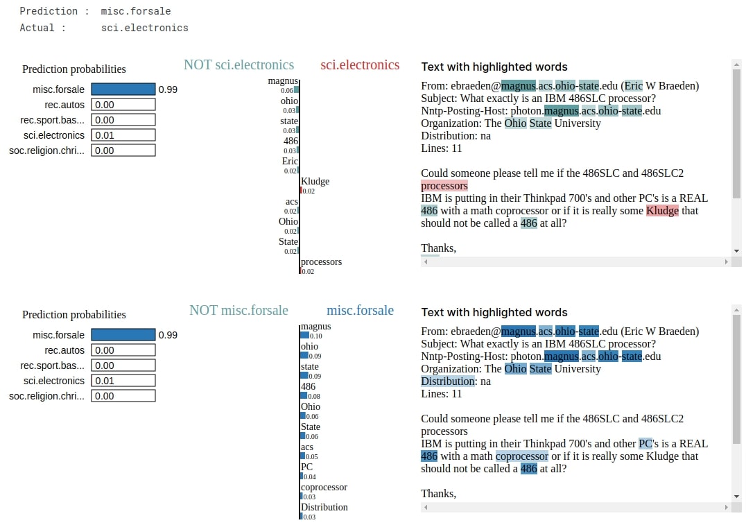LIME: Interpret Predictions Of Flax (JAX) Text Classification Networks