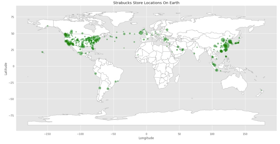 Strabucks Store Locations On Earth Scatter Map