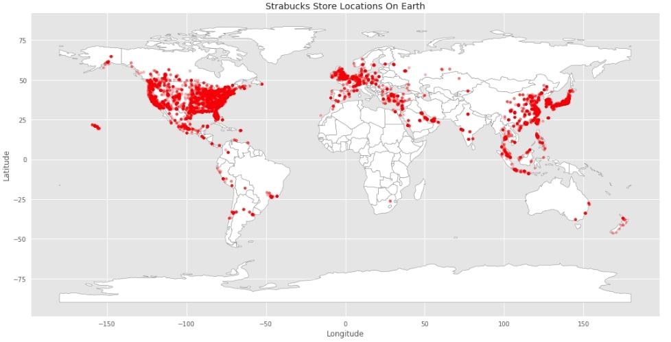 Geopandas Starbucks Locations Scatter Map