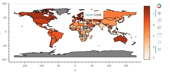 Hvplot World Happiness Choropleth Map