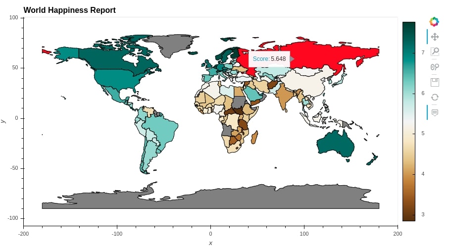 Hvplot World Happiness Choropleth Map
